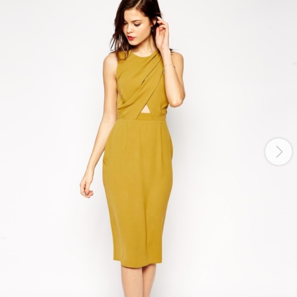 Asos Chartreuse Cut Out Dress